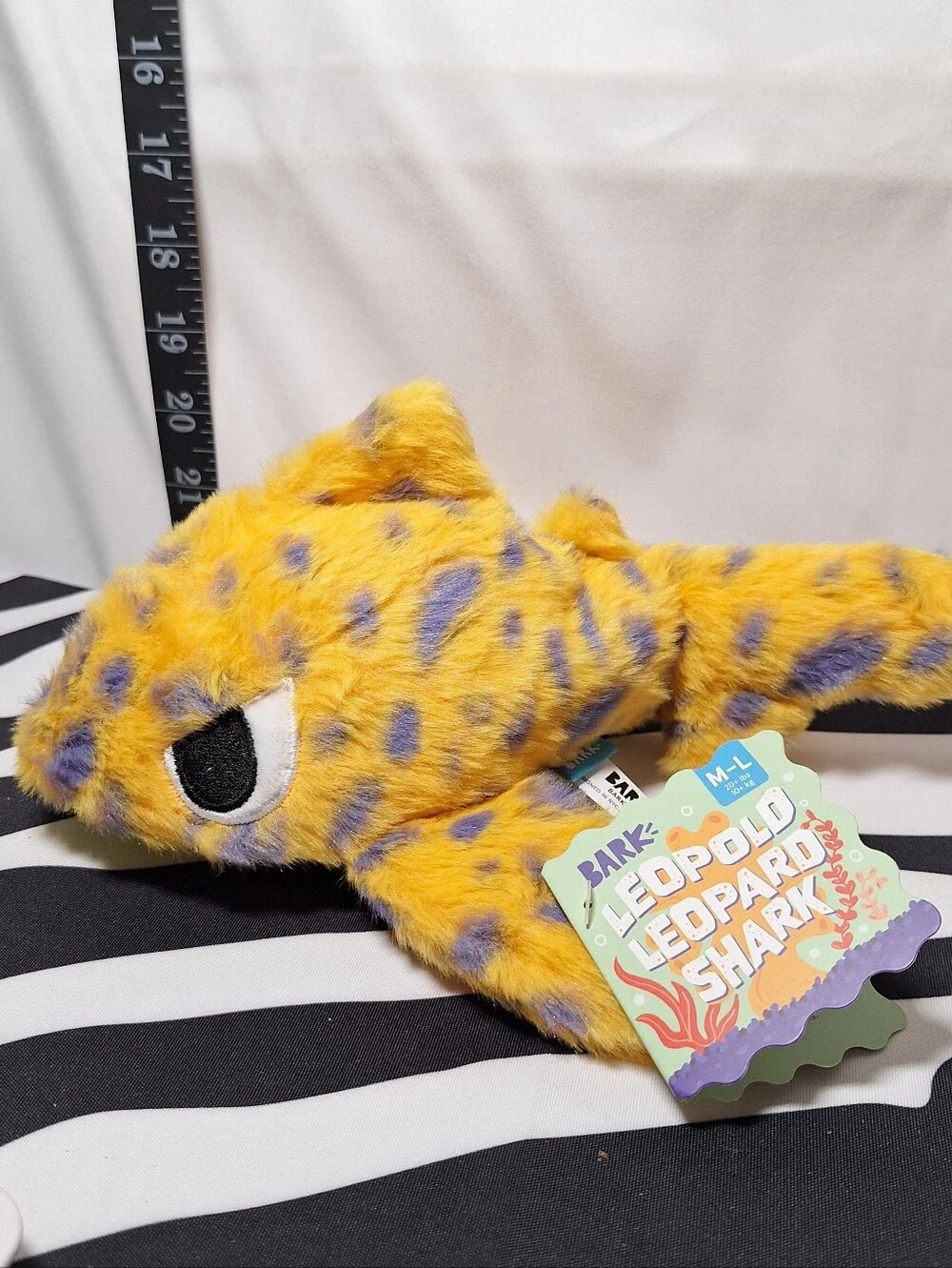 NWT Bark Leopold Leopard Shark Dog Toy M-L